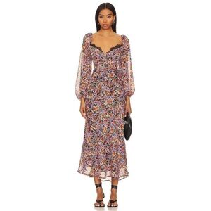ASTR THE LABEL sylvie floral puff sleeve midi dress